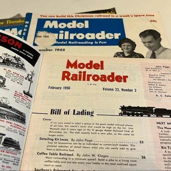 1954, 1955, 1956 Model Railroader Magazines Lot of 4 - Picture 2 of 12